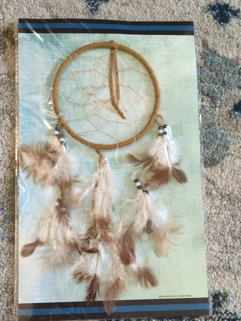 Boho Feather Dreamcatcher Wall Decor in Tan and Cream